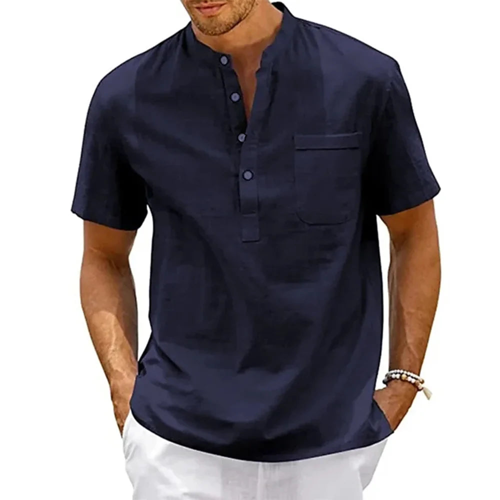Camisa Manga Curta em Linho Masculina Sampaio®